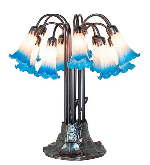 The Pink/Blue Tiffany Pond Lily by Meyda Lighting - Image 2