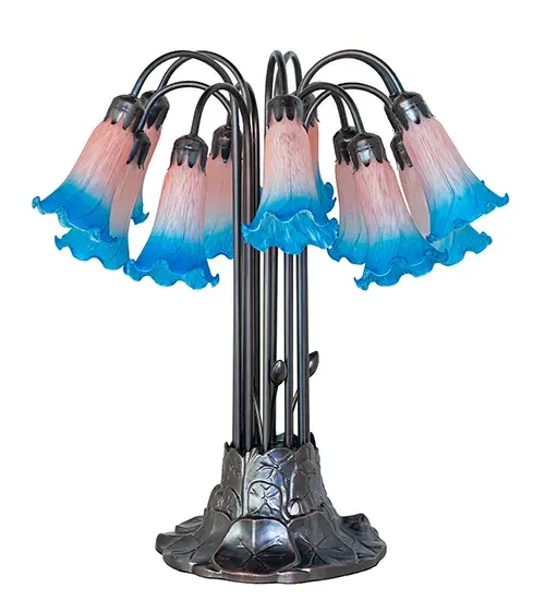 The Pink/Blue Tiffany Pond Lily by Meyda Lighting - Image 3