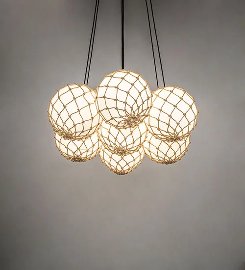 32" Wide Malla Pelota 7 Light Pendant