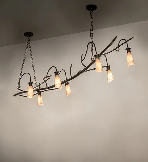 80" Long Winter Solstice 7 Light Oblong Chandelier