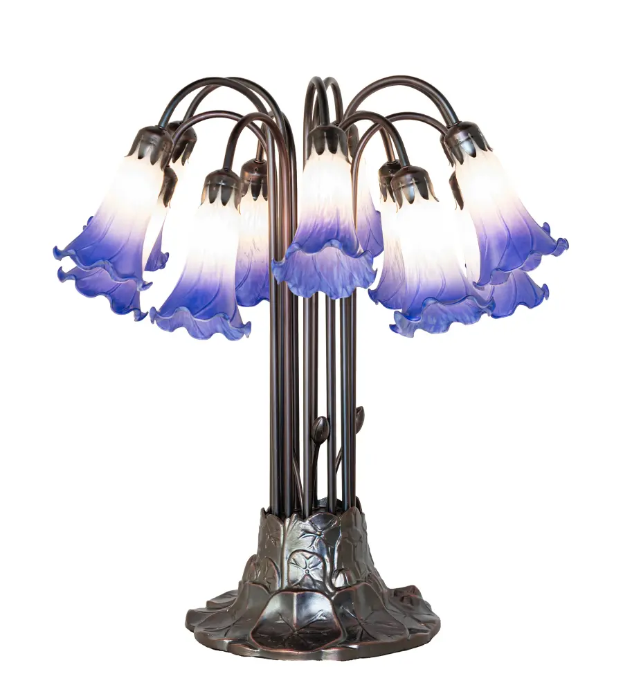 The Blue/White Tiffany Pond Lily by Meyda Lighting - Image 1