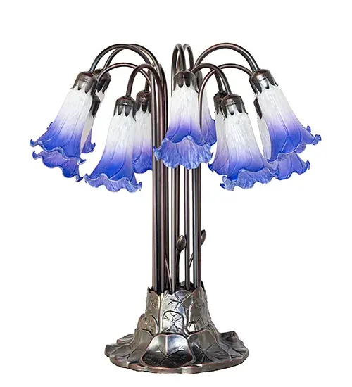 The Blue/White Tiffany Pond Lily by Meyda Lighting - Image 3