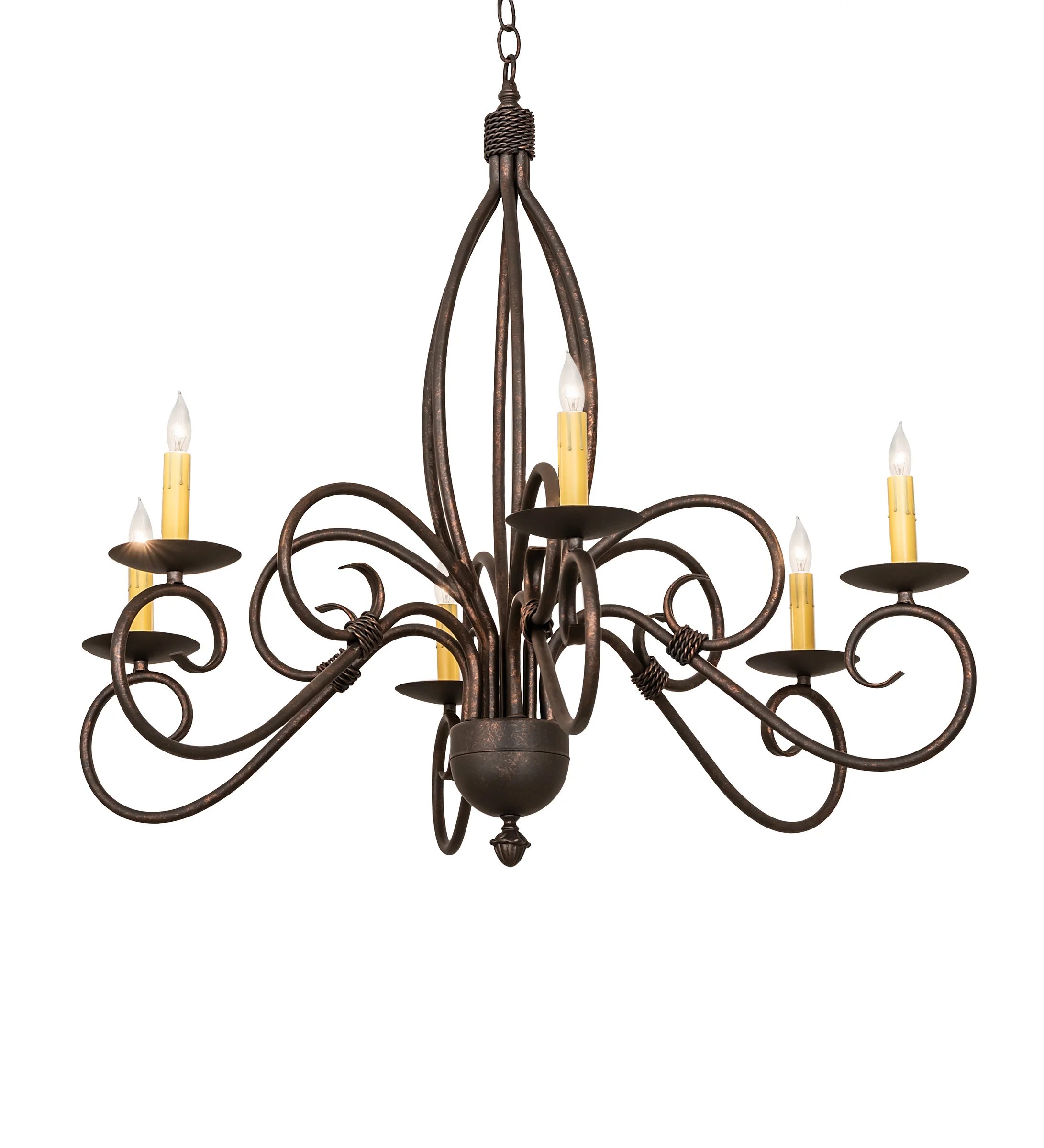 Squire Six Light Chandelier in Gilded Tobacco