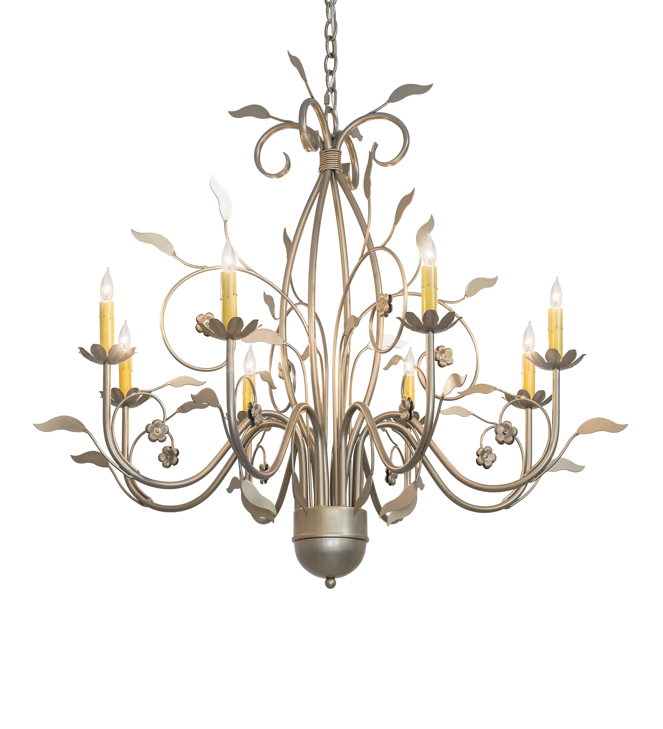Bordeaux Eight Light Chandelier in Satin Titanium Gold