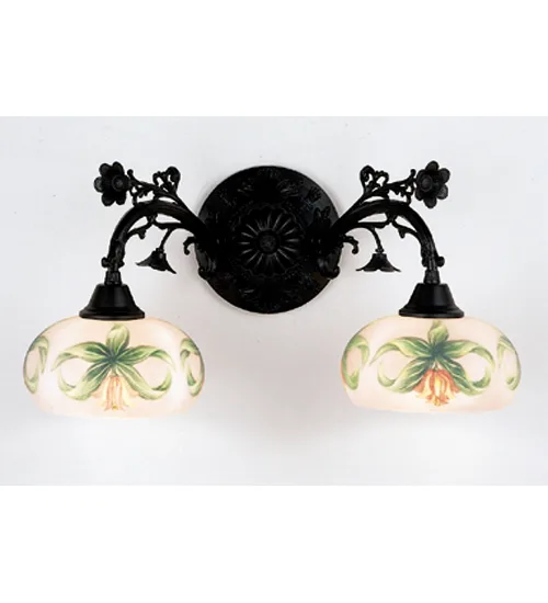 21"W Reverse Painted Victorian Tulip 2 LT Wall Sconce