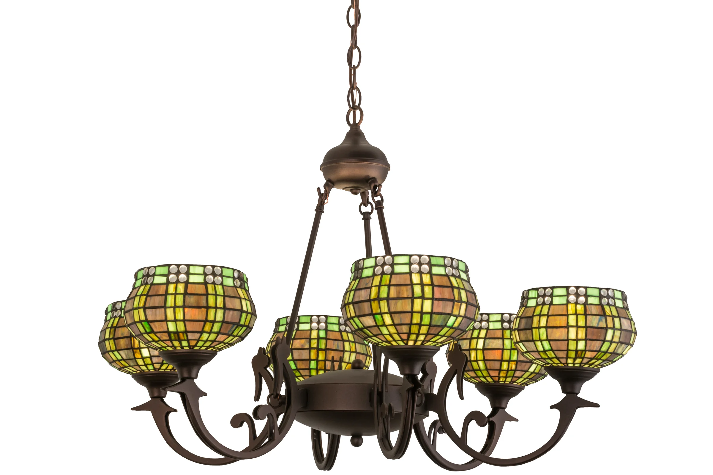 32"W Jeweled Basket 6 LT Chandelier