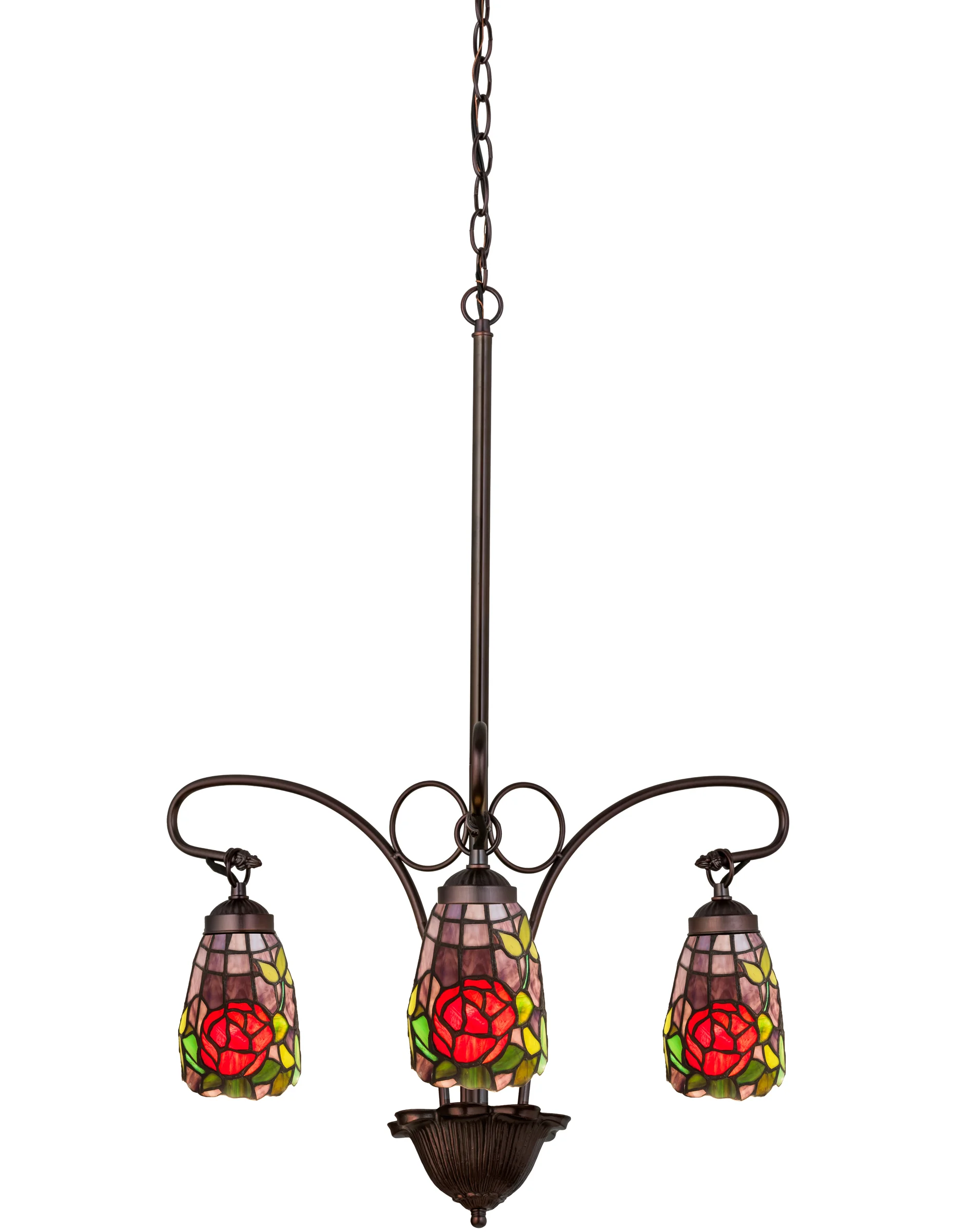 Rosebush Three Light Chandelier in Mahogany Bronze