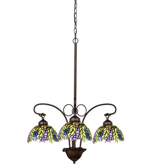 30"W Tiffany Honey Locust 3 LT Chandelier