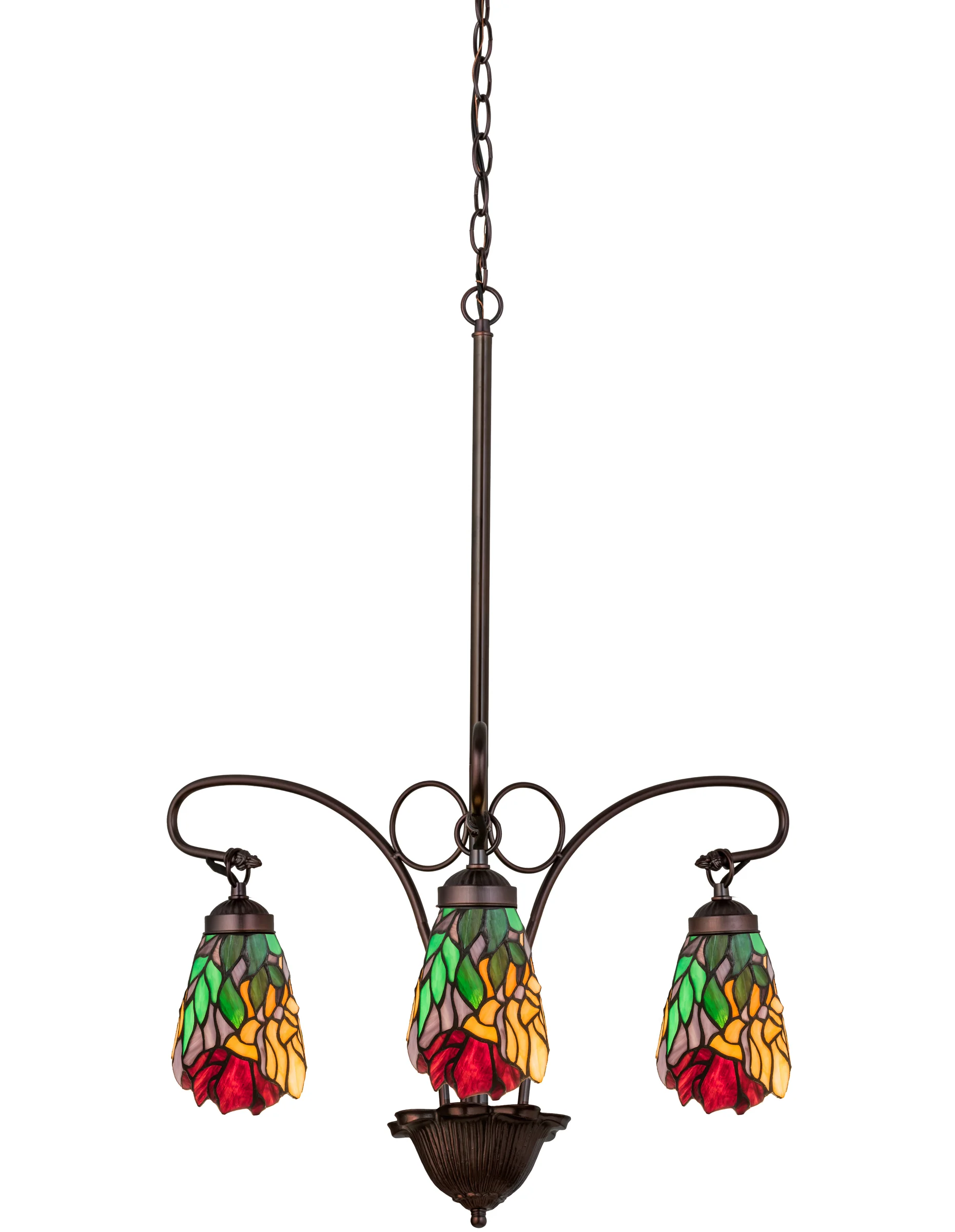 Iris Three Light Chandelier in Mahogany Bronze