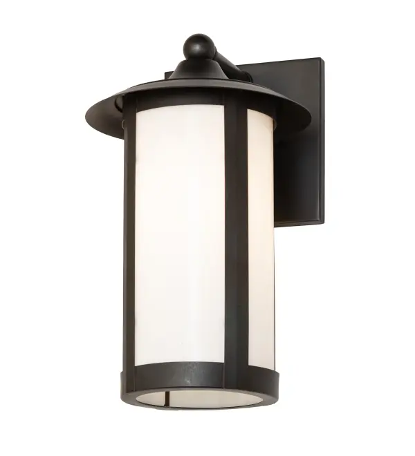 Handcrafted from Solid Brass with alluring rustic beauty. This stunning Craftsman Signature lantern features a White Art Glass lens enhanced with a Black Patina finish. Display this cylindrical wall sconce to illuminate the exterior of timber homes, modern farmhouses, and other spaces. The Fulton Prime Wall Sconce is included in our American-made, American-designed, handcrafted Craftsman Signature Series, manufactured in Yorkville, New York. UL and cUL listed for dry, damp, and wet locations. Our Build Your Own Craftsman Signature Series features unlimited combinations of styles. The collection is called Build Your Own because it is fully configurable and customizable from size and design to finish and lens color. Marine grade, solid brass, or copper raw materials are utilized to ensure items from the Craftsman Signature Series of outdoor and indoor lighting will stand the test of time, as these premium metals are impervious to most types of oxidation. Hand-applied Patina finishes on brass and copper are sealed with a clear varnish and over time, may require gentle maintenance, such as wax, to delay or reverse the natural living finish attributes indicative of this finishing process. Patina finishes on brass and copper provide strong resistance to fading from sun exposure, will not chip or crack, and will not rust like a steel-framed item in the same conditions. Choose from many style options, or send us your concept today! Call today to learn how to use the configuration tool available on our website for an instant item number! Collection: Fulton Finish: Black Patina Glass: White Art Glass Width: 8.00" Height: 13.00" Length: 9.00" Weight: 4.50 lb Number of Bulbs: 1 Maximum Wattage: 60.00 W Bulb Type: A19 Bulb Base: E26 Material: Brass Country of Origin: USA Safety Rating: Wet