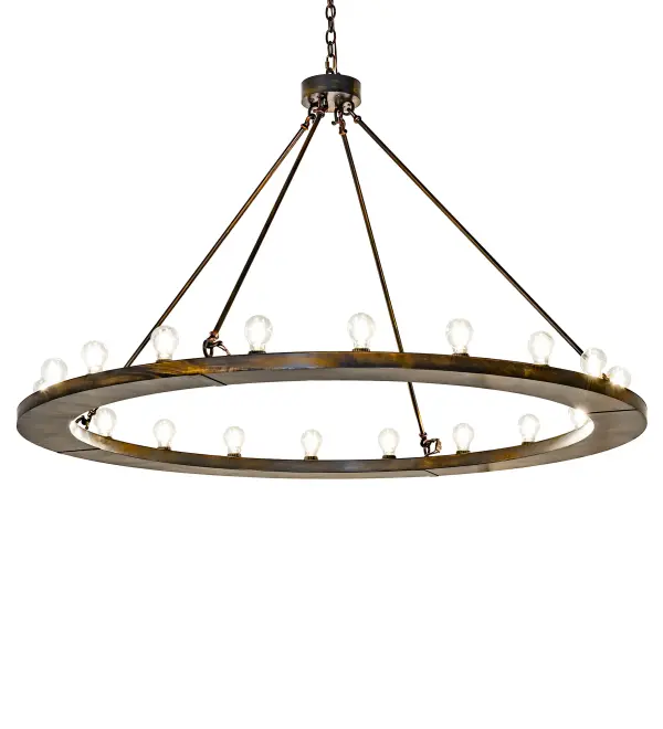 Blending an elegant style with a classic, distinguished look... The Loxley chandelier is custom-crafted with 20 Edison-style lamps and complemented with an Antique Black finish. The overall height ranges from 42 to 78 inches, as the chain can be adjusted in the field to meet your exact lighting specifications. This breathtaking ceiling fixture uses eight inner lights to bring out the beauty of the Idalight and four Ivory faux candlelights for beautiful ambient illumination. The decorative candlelights and inner lights benefit from separate circuits to give you precise dimming control over both layers of light to create the perfect ambiance in the space. This massive, luxurious custom fixture is ideal for illuminating ballrooms, dining tables, lobbies, entryways, and other residential, hospitality, and commercial spaces throughout the U.S., including Arlington, Virginia, Omaha, Nebraska, and Sacramento, California. The Loxley Chandelier is featured in our American-made, American-designed, handcrafted Transitional Lighting Collection. This fixture is manufactured in Yorkville, New York. UL and cUL listed for dry and damp locations. Collection: Loxley Finish: Antique Black Width: 60.00" Height: 41.00" Length: 60.00" Weight: 72.00 lb Number of Bulbs: 20 Maximum Wattage: 40.00 W Bulb Type: ST19 Bulb Base: E26 Material: Steel Country of Origin: USA Safety Rating: Damp