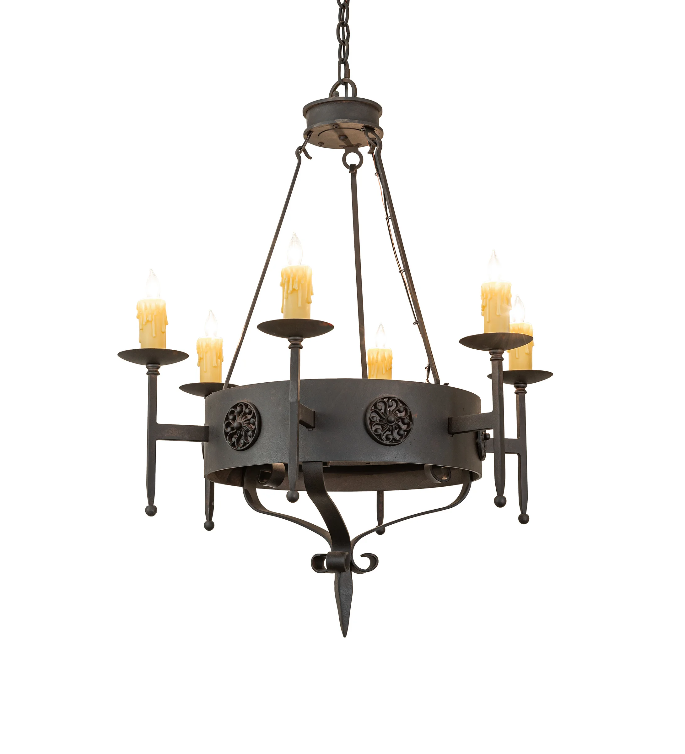 Lorenzo Six Light Chandelier in Chestnut