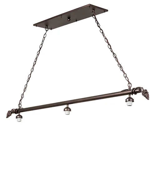 66" Long Mahogany Bronze 3 Light Island Pendant Hardware