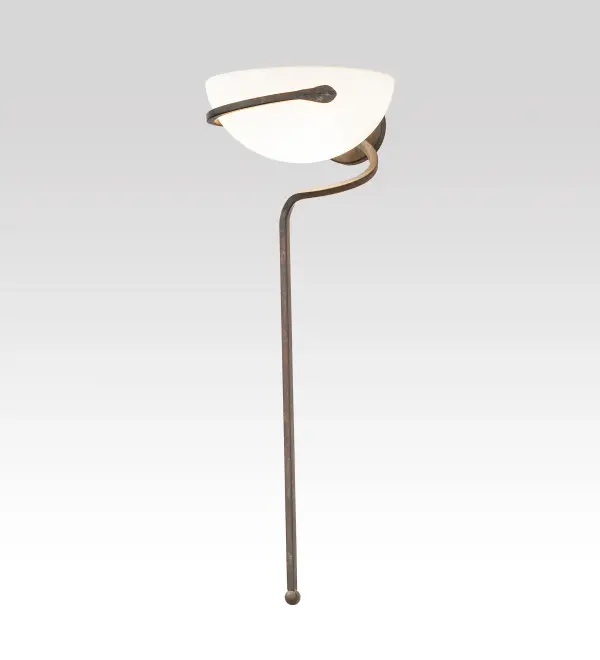 Blending an elegant style with a modern twist This gracefully designed wall sconce features a winding, serpentine-like Organic Rust finished metal staff with a Leaf accent wrapped around a dome-shaped inverted Statuario Idalight shade. This bold, eye-catching wall fixture is ideal for illuminating indoor and outdoor covered entryways and other residential, hospitality, and commercial spaces. The Cupula Leaf Wall Sconce is included in our American-made, American-designed, handcrafted Modern Lighting Collection. This fixture is manufactured in Yorkville, New York. UL and cUL listed for dry, damp, and wet locations. Collection: Cupula Leaf Finish: Organic Rust Glass: White Idalight Frosted Outside Width: 12.50" Height: 33.00" Length: 14.25" Weight: 7.00 lb Number of Bulbs: 1 Maximum Wattage: 12.00 W Bulb Type: A19 Bulb Base: E26 Light Source: LED Material: Steel Country of Origin: USA Safety Rating: Wet LED
