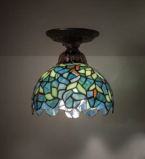 8" Wide Nightfall Wisteria Flushmount