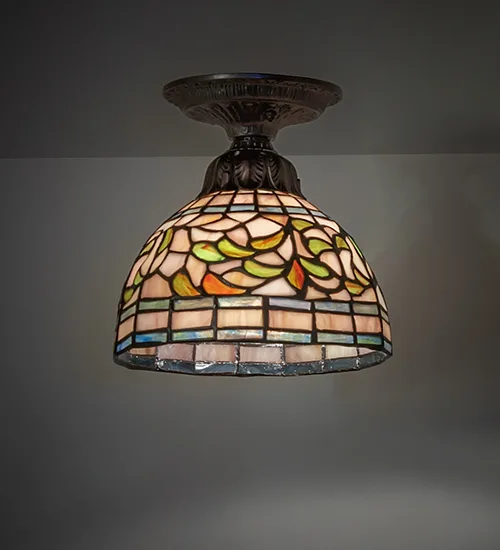 8" Wide Tiffany Turning Leaf Flushmount