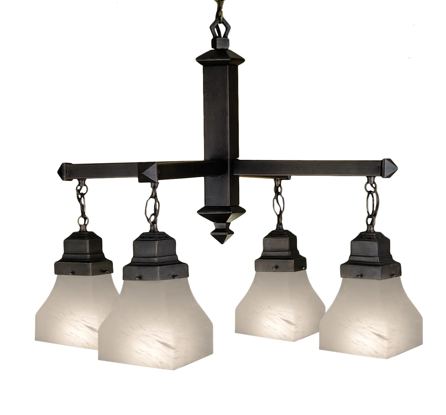 Bungalow Four Light Chandelier in Mahogany Bronze