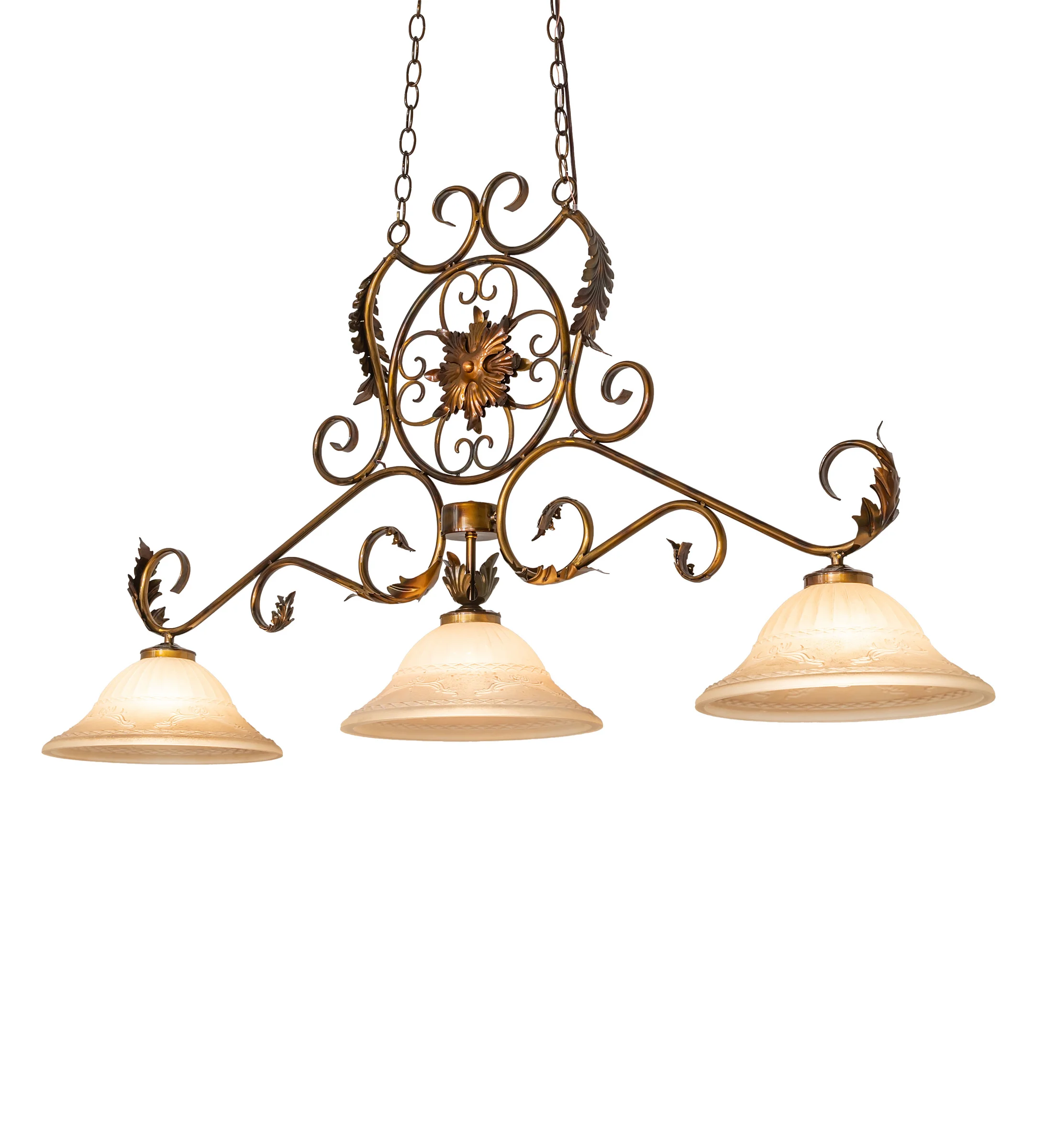 Christabel Three Light Island Pendant in Lt Burnished Transparent Gold