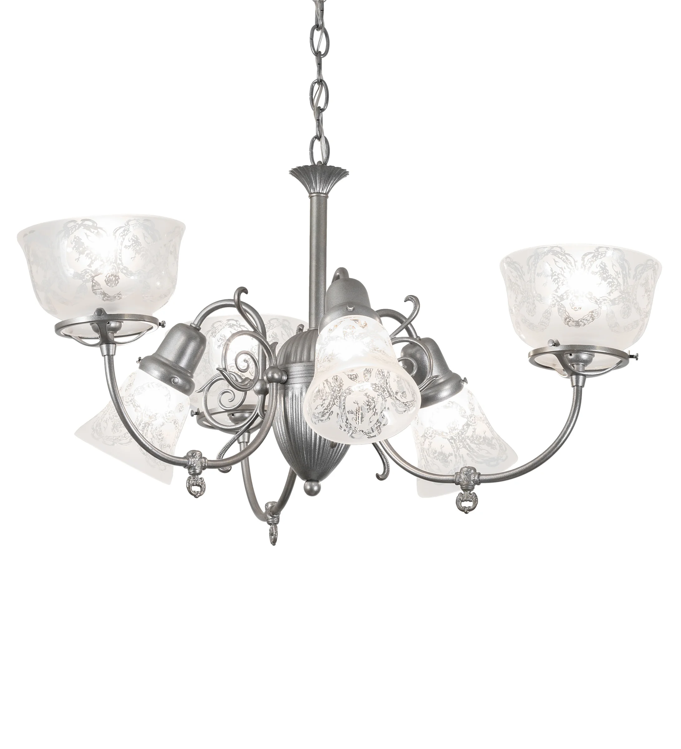 30" Wide Gas & Electric 6 Light Chandelier