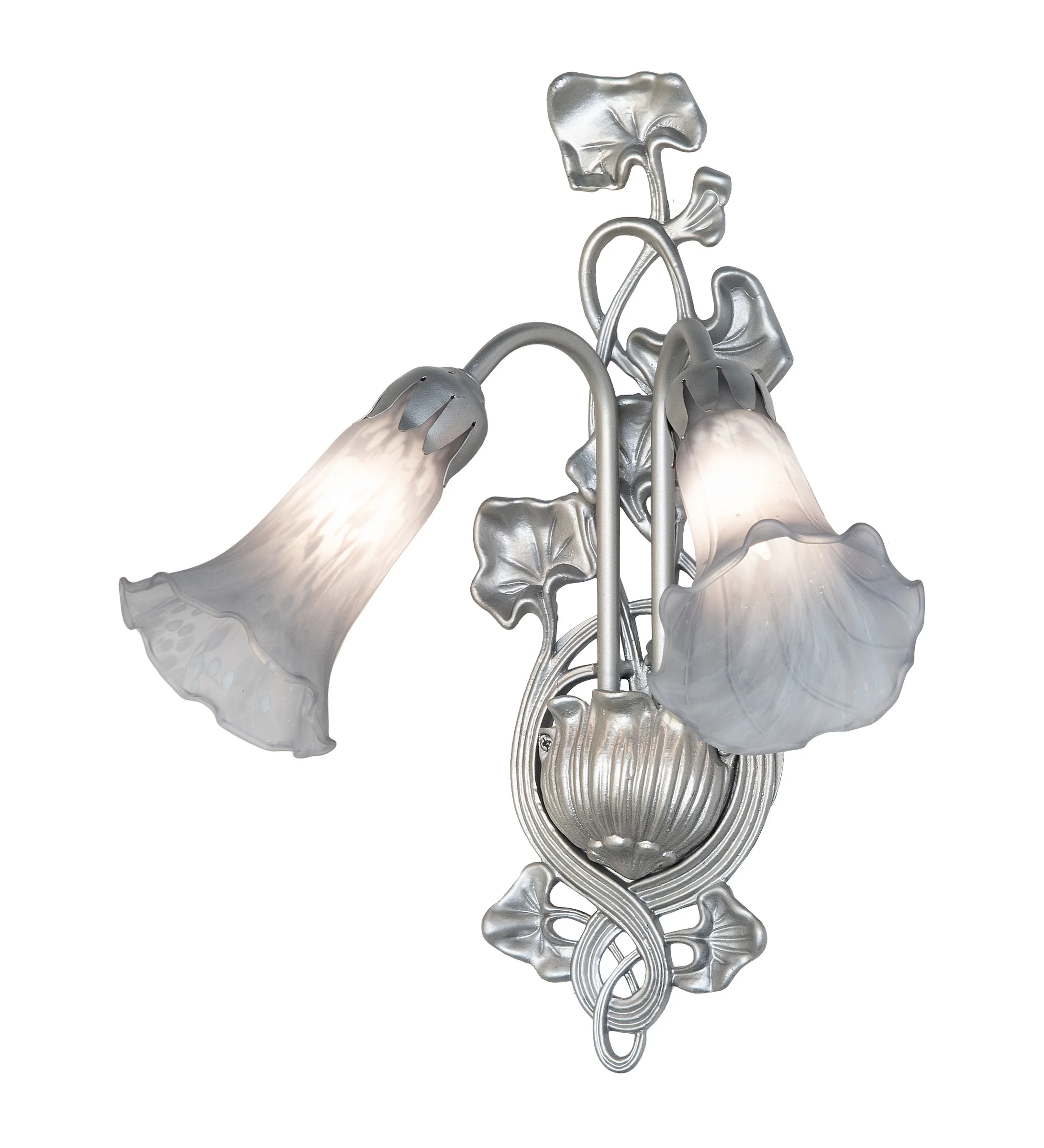 14" Wide Gray Tiffany Pond Lily 2 Light Wall Sconce