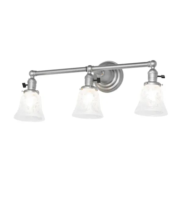 Reminiscent of lighting fixtures from the early 1900s. This timeless vanity light is a staple amongst early electric reproduction luminaires. The Revival wall fixture features three Clear Etched Glass shades with an elegant Wreath and Garland motif. It is an authentic; historic look to complement any bath as a vanity light or to illuminate a hallway as a wall sconce. Authentic decorative accents and hardware details in a Light Sandstone finish make this piece a timeless treasure. The Revival Wreath & Garland 3 Light Vanity Light is included in our American-designed; handcrafted Revival Lighting Collection. UL and cUL listed for dry and damp locations.