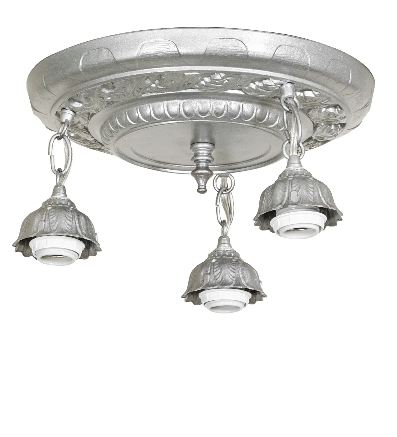 Three Light Semi-Flushmount Hardware in Light Sandstone