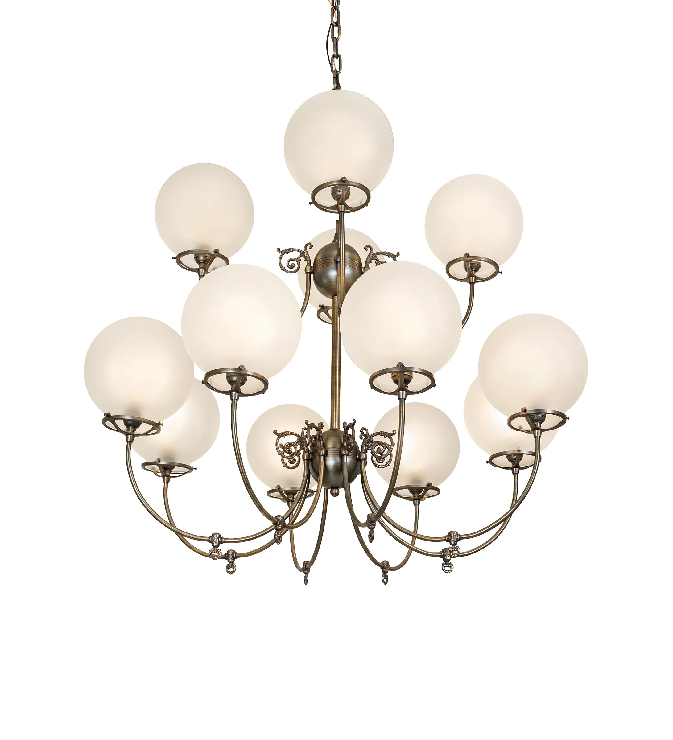 Revival 12 Light Chandelier in Antique Brass