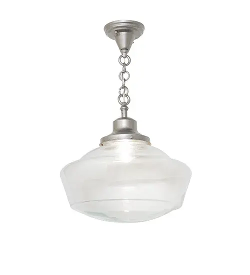 Restore the past with this appealing ceiling fixture; featuring a beautifully formed Clear Glass shade with a traditional globe profile; complemented by a Light Sandstone finish. This vintage-style shade offers a refined yet consistent; distinctive design that originated in traditional schoolhouses and public buildings in the early 1920s. The pendant is ideal for dining spaces; corridors; and other public areas in homes; restaurants; and other public spaces. The overall height ranges from 23 to 26 inches; and the chain can be easily adjusted on location. The Revival Traditional Globe Pendant is included in our American-designed; handcrafted Schoolhouse Lighting Collection. The fixture is UL and cUL listed for use in dry and damp locations. - alternate view