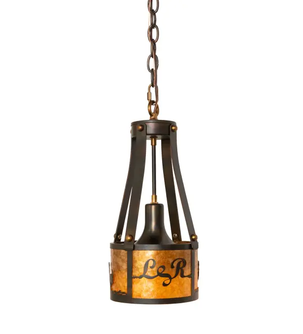 This Craftsman-styled mini pendant is personalized with the L&R logo and graphics featured in a handsome Dark Burnished Antique Copper finish. Soft ambient light is diffused beautifully through the Amber Mica lens. The fixture is perfect for installation in groups above bars; islands; counters; and tables. The overall height ranges from 23 to 54 inches as the chain can be easily adjusted on location. The Personalized Willows Wall Sconce is included in our American-made; American-designed; handcrafted Personalized Collection and manufactured in Yorkville; New York. The fixture is UL and cUL listed for dry and damp locations. This lighting fixture can be ordered by calling us and adding your business logo or family name for your next project. Please call for pricing and lead time.