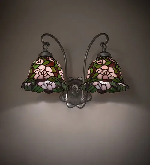 18" Wide Begonia 2 Light Wall Sconce