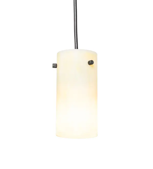 This stunning fixture with a curved shape integrates a modern look with a minimalistic style. The fixture features an alluring Botticino Idalight shade that is complemented with Wrought Iron hardware. The mini pendant can be grouped in multiples to illuminate a bar; island; or counter in homes; lounges; and restaurants. The overall height ranges from 14 to 79 inches; as the cord can be adjusted on location to meet your lighting requirements. The Cilindro Mini Pendant is included in our American-made; American-designed; handcrafted Modern Lighting Collection and manufactured in Yorkville; New York. The fixture is UL and cUL listed for dry and damp locations.