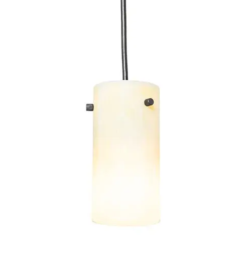 This stunning fixture with a curved shape integrates a modern look with a minimalistic style. The fixture features an alluring Botticino Idalight shade that is complemented with Wrought Iron hardware. The mini pendant can be grouped in multiples to illuminate a bar; island; or counter in homes; lounges; and restaurants. The overall height ranges from 14 to 79 inches; as the cord can be adjusted on location to meet your lighting requirements. The Cilindro Mini Pendant is included in our American-made; American-designed; handcrafted Modern Lighting Collection and manufactured in Yorkville; New York. The fixture is UL and cUL listed for dry and damp locations. - alternate view