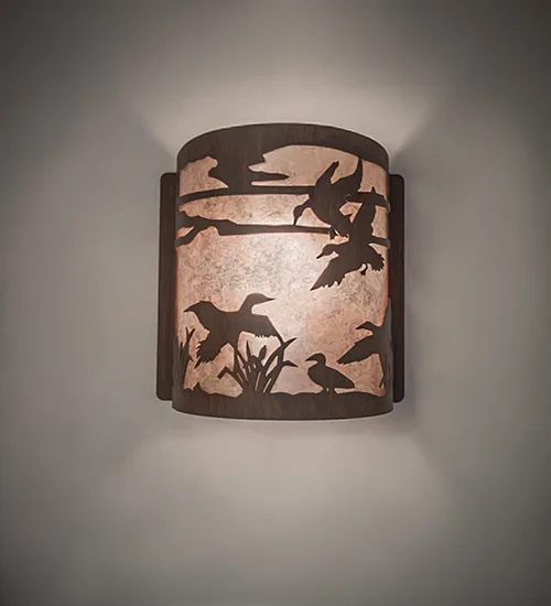 8" Wide Ducks in Flight Left Wall Sconce