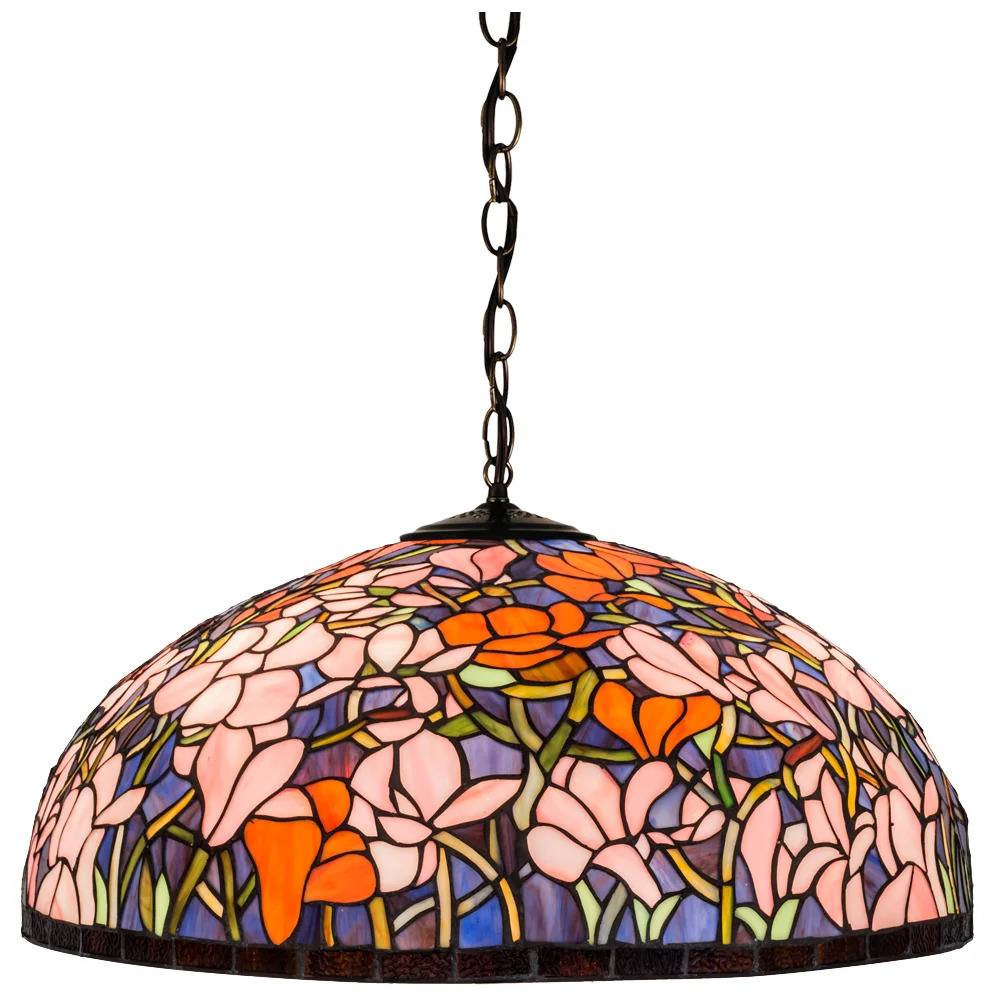 Tiffany Magnolia Three Light Pendant in Mahogany Bronze