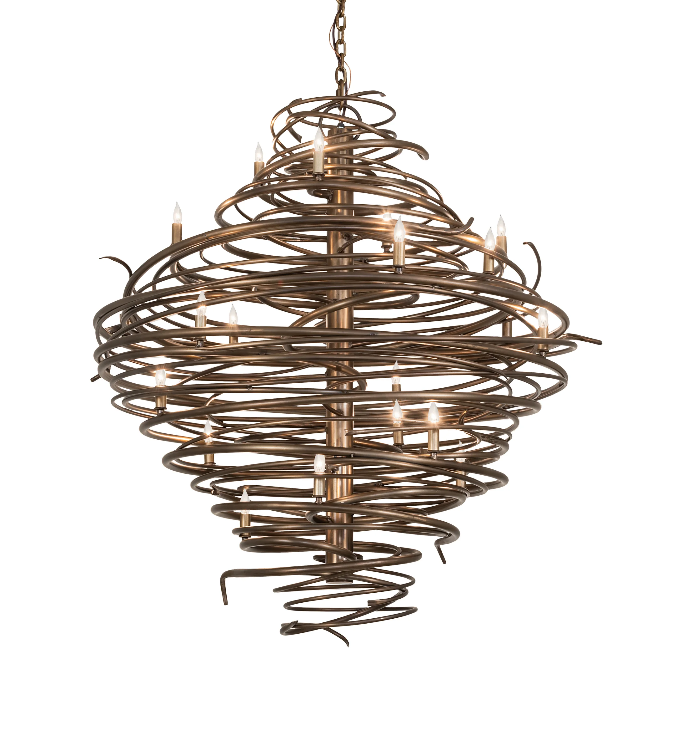 Cyclone 20 Light Chandelier in Antique Copper