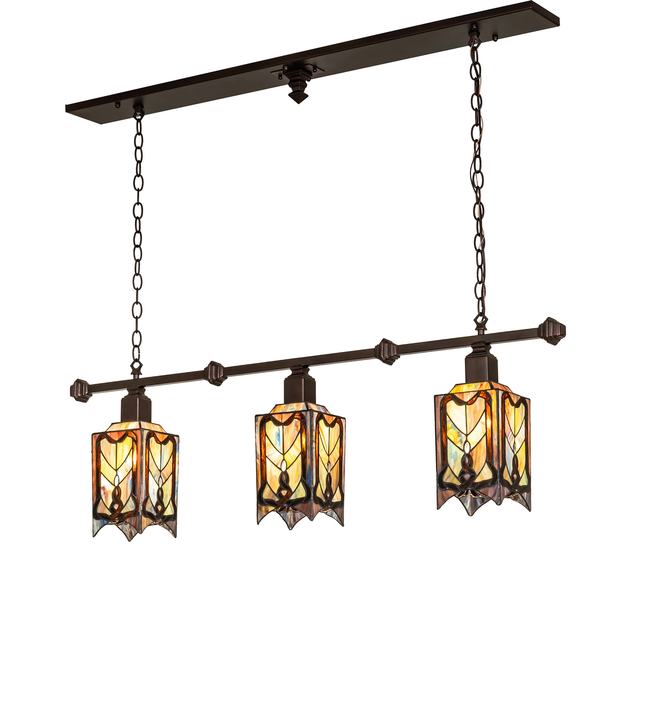48" Long Cottage Mission 3 Light Island Pendant