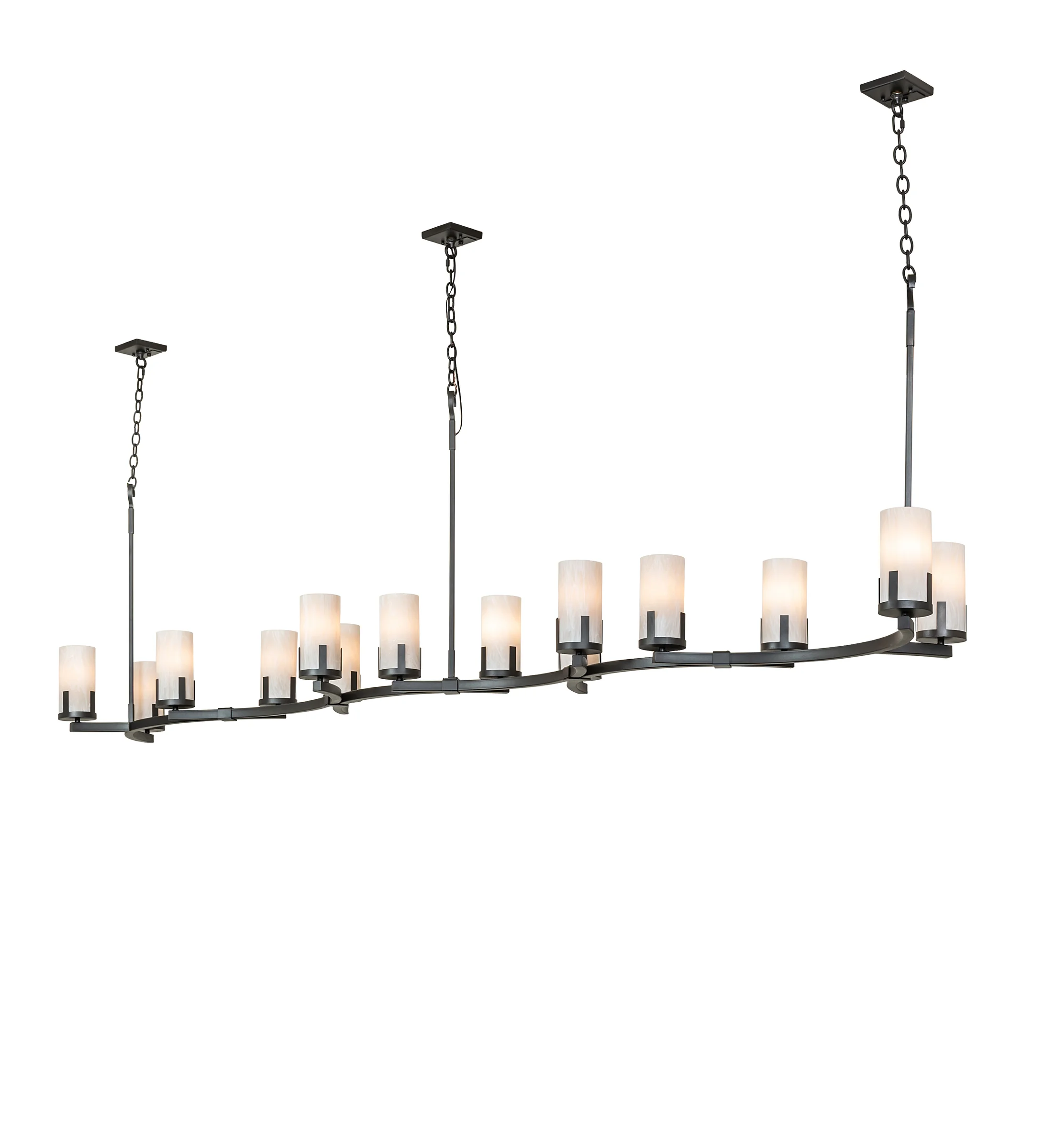 Cero 14 Light Chandelier in Charred Iron
