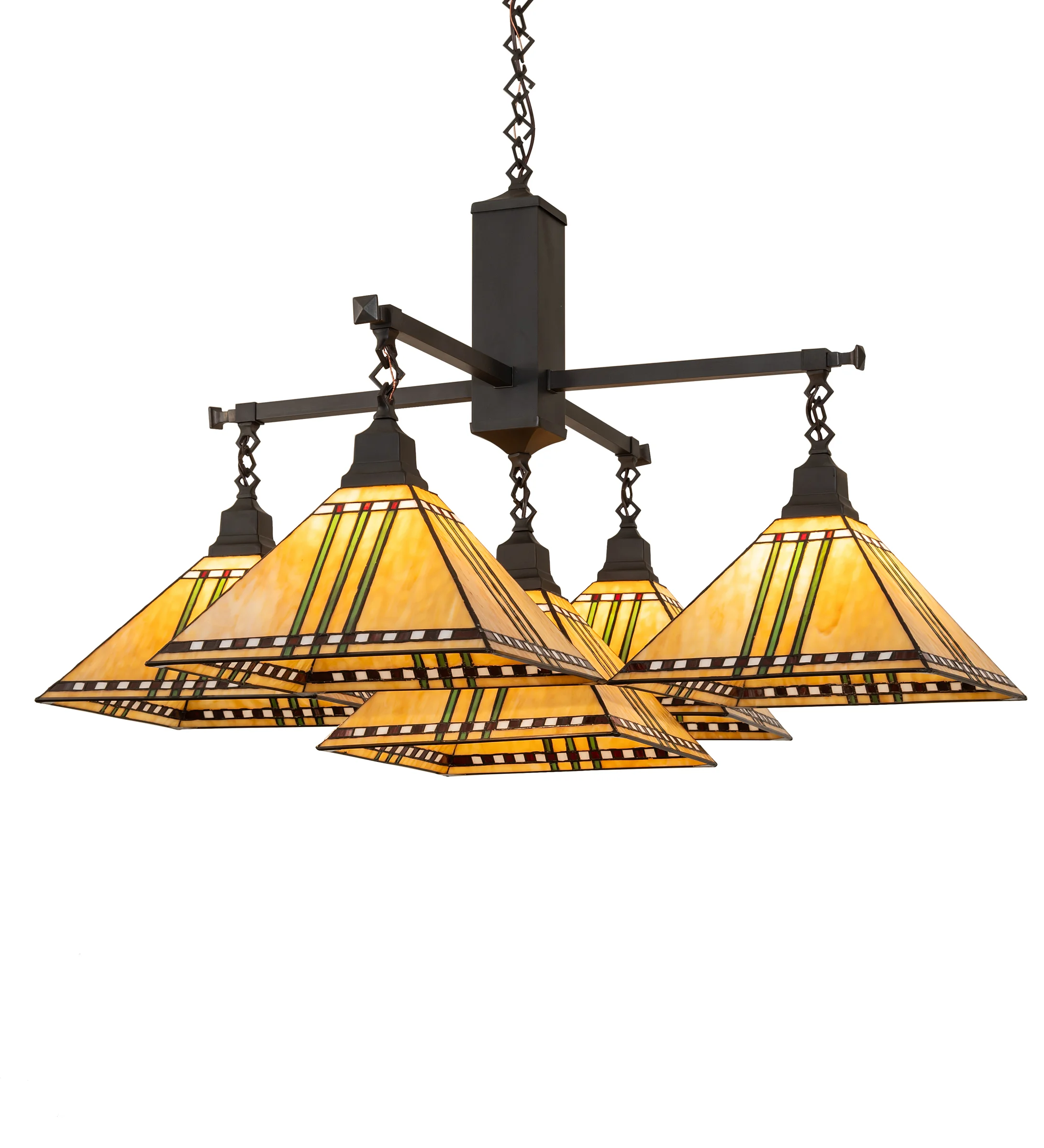 Prairie Corn Five Light Chandelier in Craftsman Brown