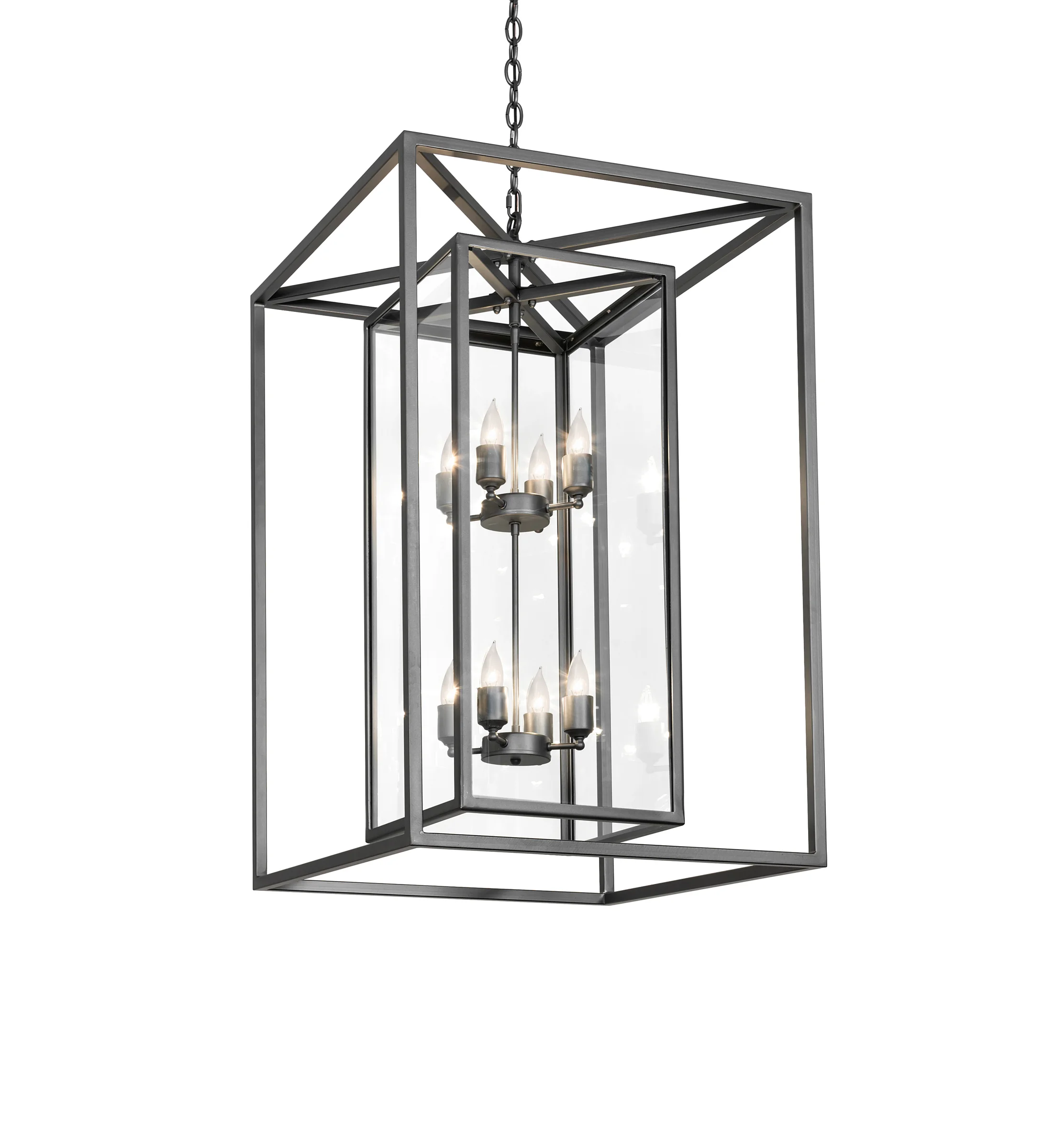 Kitzi Box Eight Light Pendant in Wrought Iron