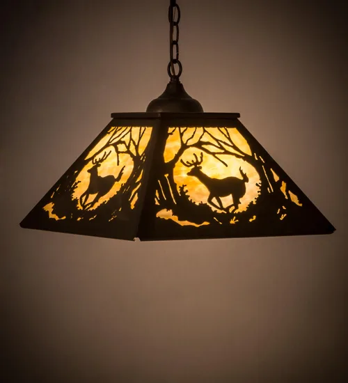 Deer At Dawn Two Light Pendant in Antique Copper