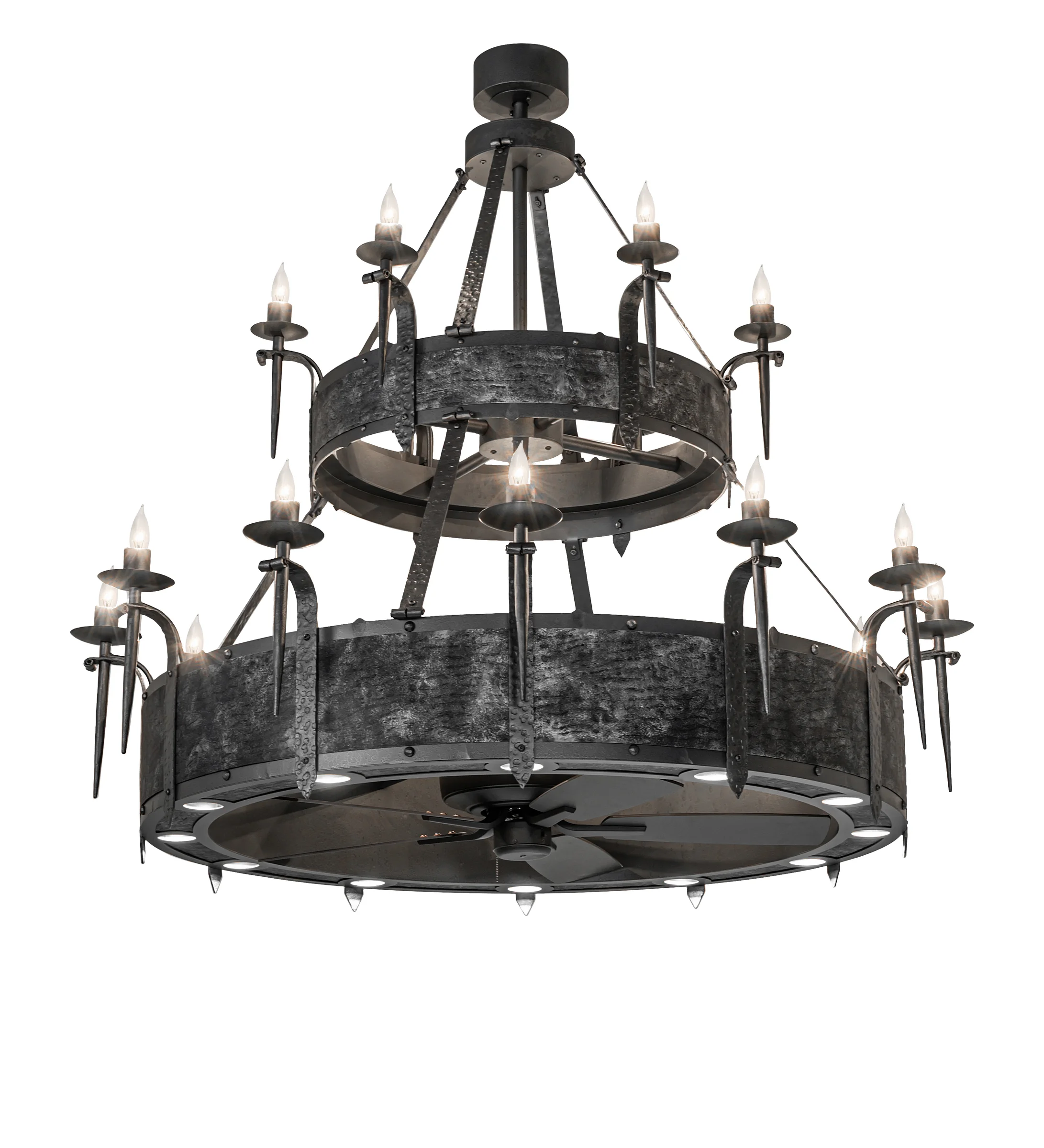 Costello 30 Light Chandel-Air in Old Wrought Iron & Gunmetal