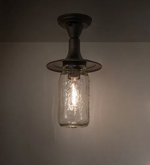 8" Wide Bellevue Mason Jar Flushmount