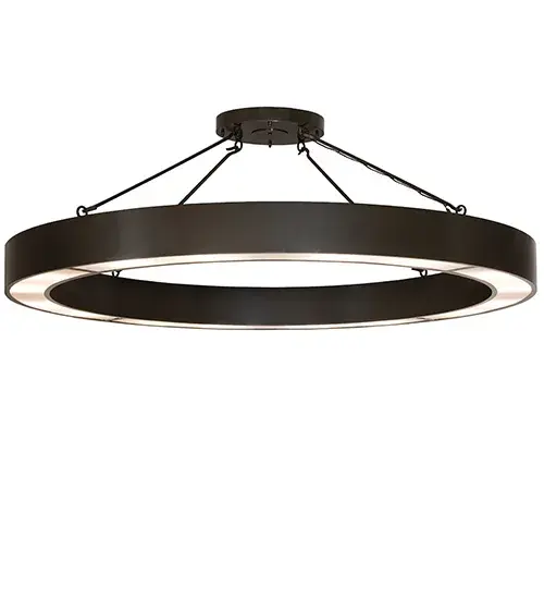 Blending an elegant style with a classic; distinguished look; the Loxley ceiling fixture is custom-crafted with a Whitestone Idalight diffuser complemented with Rail Bronze-finished hardware. This luxurious custom fixture is ideal for illuminating dining spaces; entryways; and other residential; hospitality; and commercial spaces. The Loxley Escabroso Semi-Flushmount is featured in our American-made; American-designed; handcrafted Transitional Lighting Collection. This fixture is manufactured in Yorkville; New York. UL and cUL are listed for dry and damp locations. - alternate view