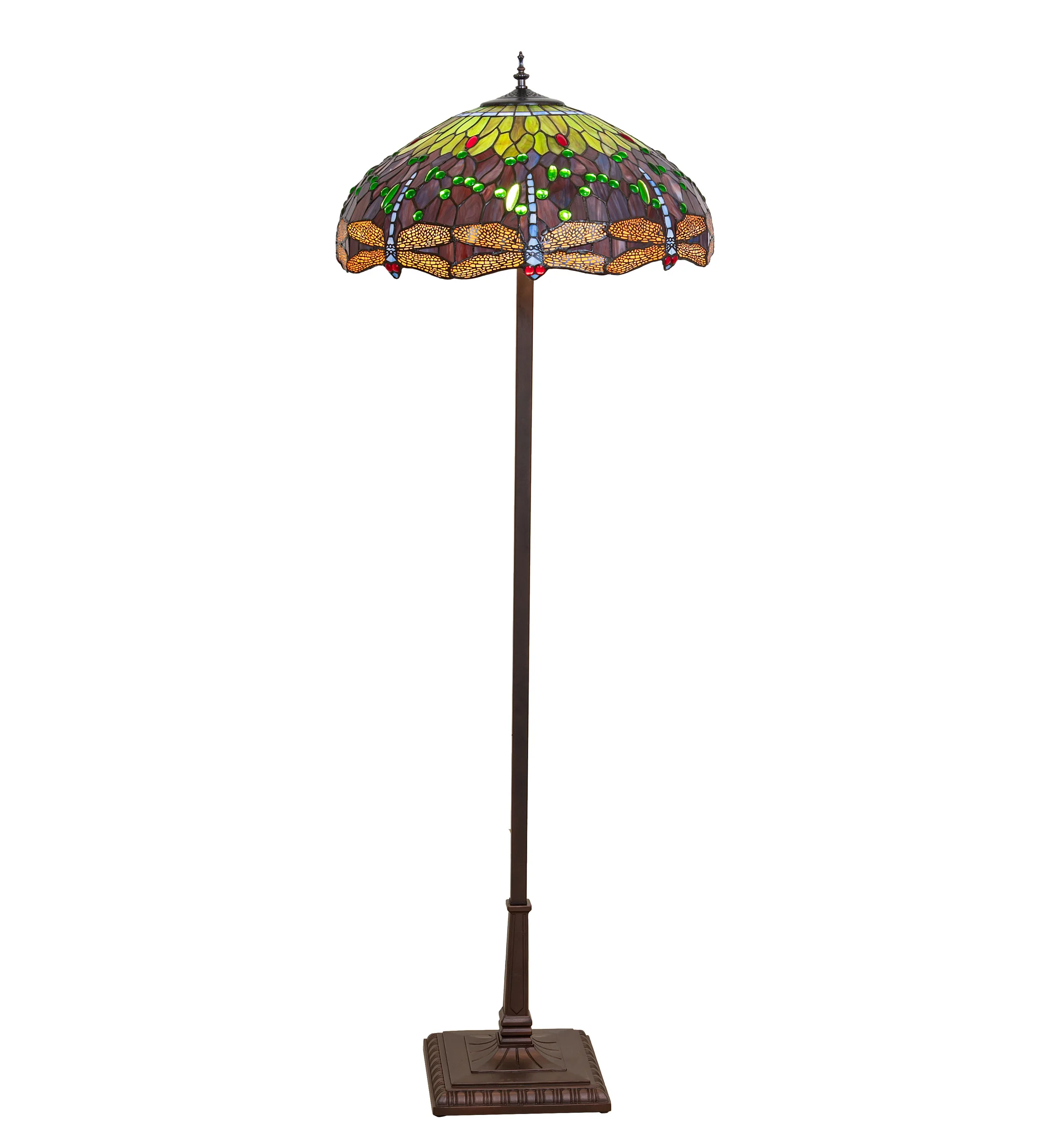 67" High Tiffany Hanginghead Dragonfly Floor Lamp