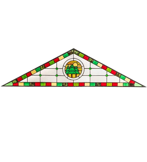 51" Wide X 13.5" High Woodland Stained Glass Transom Window
