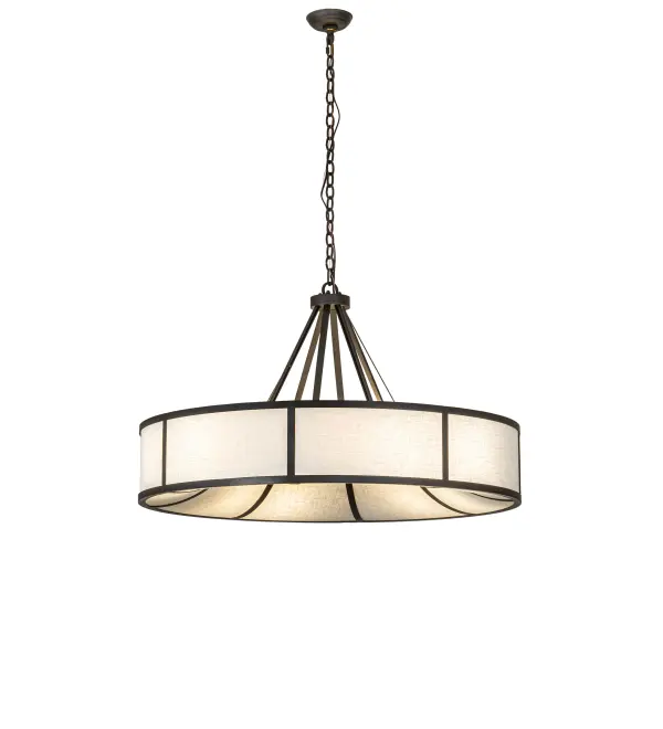 American handcraftsmanship creates the beauty of fine lighting with this luxurious pendant. The Cilindro Ventura features a hand-finished Oil Rubbed Bronze ring that embraces a stunning Aberdeen Buff Textrene shade. The overall height ranges from 28 to 71 inches, as the chain can be easily adjusted on location to meet your lighting requirements. The Cilindro Ventura Pendant is included in our American-made, American-designed, handcrafted Transitional Lighting Collection and manufactured in Yorkville, New York. UL and cUL listed for dry and damp locations, however, we do not recommend installing it in spaces that experience a large amount of moisture due to the fabric shade. Collection: Cilindro Ventura Finish: Oil Rubbed Bronze Glass: Aberdeen Buff Textrene Width: 40.00" Height: 28.00" Length: 40.00" Weight: 31.00 lb Number of Bulbs: 8 Maximum Wattage: 40.00 W Bulb Type: B10 Bulb Base: E12 Material: Steel Country of Origin: USA Safety Rating: Damp