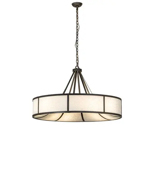 American handcraftsmanship creates the beauty of fine lighting with this luxurious pendant. The Cilindro Ventura features a hand-finished Oil Rubbed Bronze ring that embraces a stunning Aberdeen Buff Textrene shade. The overall height ranges from 28 to 71 inches, as the chain can be easily adjusted on location to meet your lighting requirements. The Cilindro Ventura Pendant is included in our American-made, American-designed, handcrafted Transitional Lighting Collection and manufactured in Yorkville, New York. UL and cUL listed for dry and damp locations, however, we do not recommend installing it in spaces that experience a large amount of moisture due to the fabric shade. Collection: Cilindro Ventura Finish: Oil Rubbed Bronze Glass: Aberdeen Buff Textrene Width: 40.00" Height: 28.00" Length: 40.00" Weight: 31.00 lb Number of Bulbs: 8 Maximum Wattage: 40.00 W Bulb Type: B10 Bulb Base: E12 Material: Steel Country of Origin: USA Safety Rating: Damp - alternate view