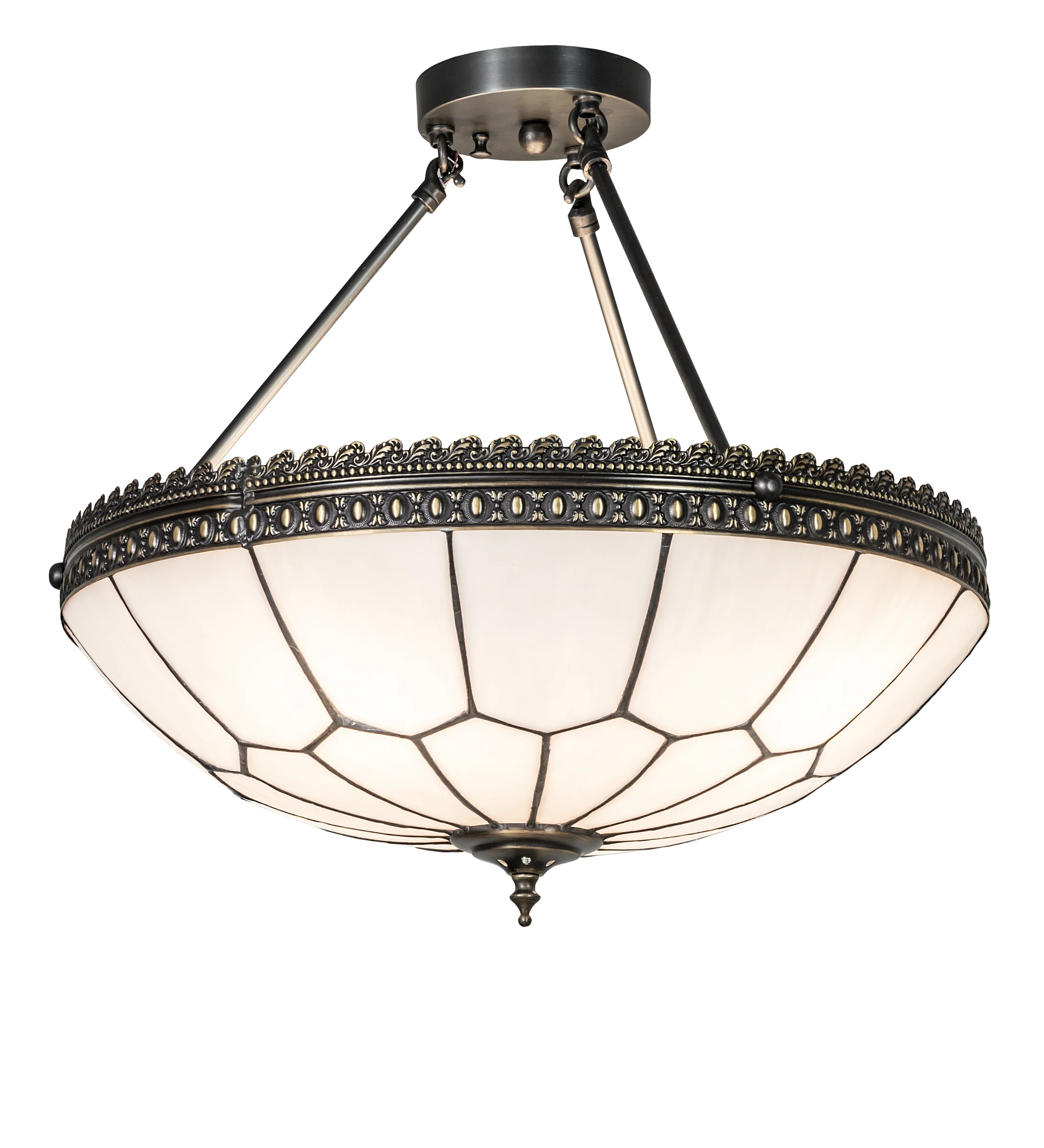 Vincent Four Light Semi-Flushmount in Weathered Antique Brass