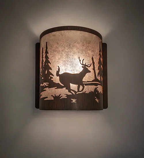 8" Wide Deer at Lake Right Wall Sconce