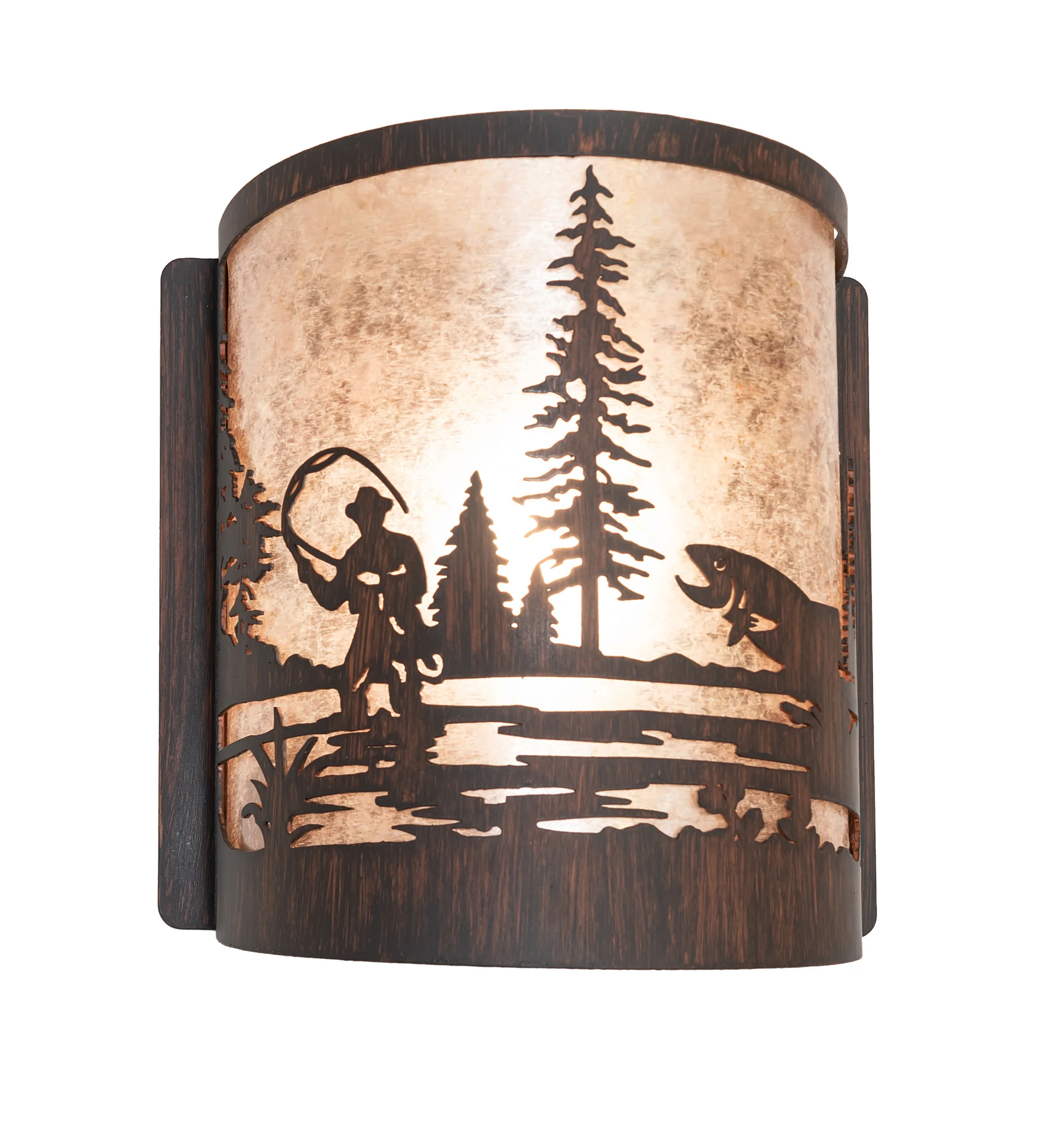 8" Wide Fly Fishing Left Wall Sconce